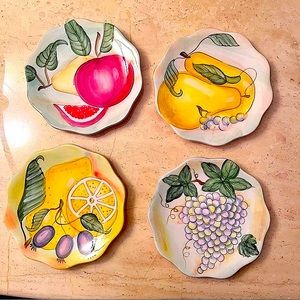 Ambiance/ A La Carte Hand Painted Dessert Plates. Set of 4.